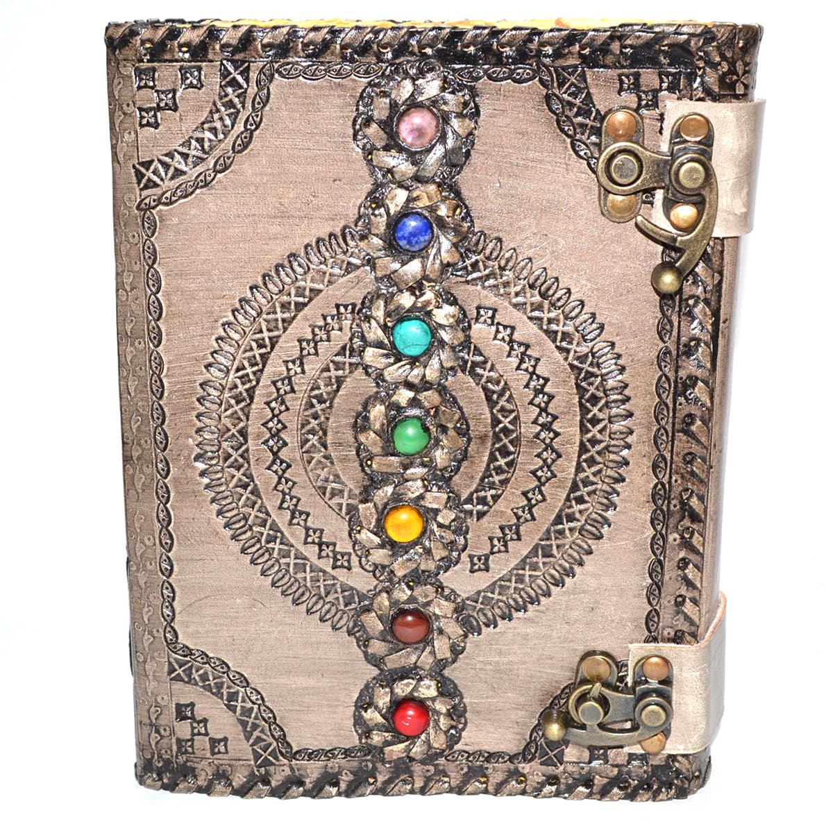 7 Chakra aged looking paper leather w/ latch
