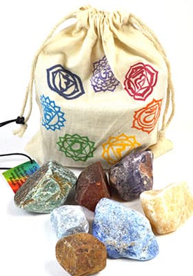 (set of 7) Chakra stones with Bag