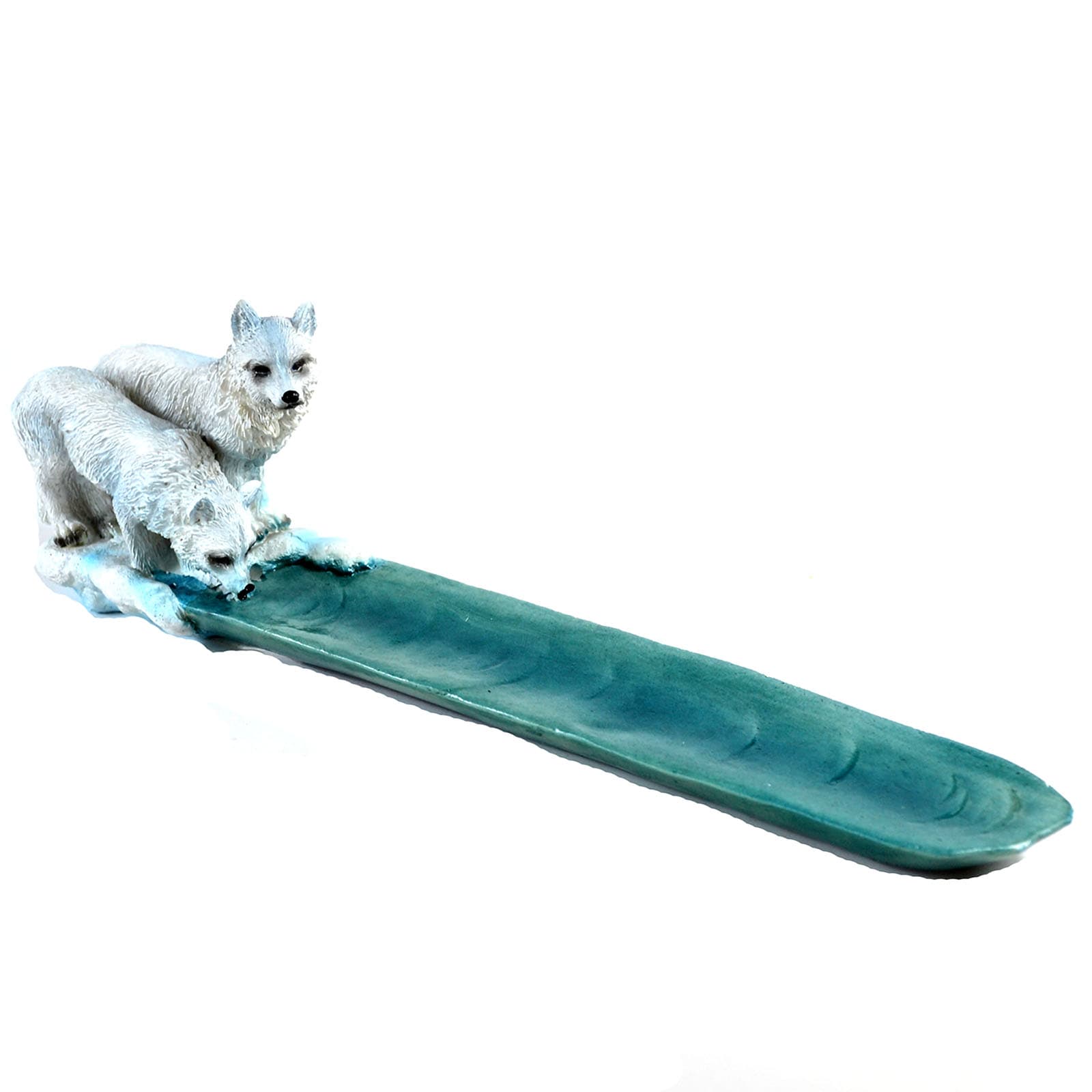 10" Wolf Drinking incense holder
