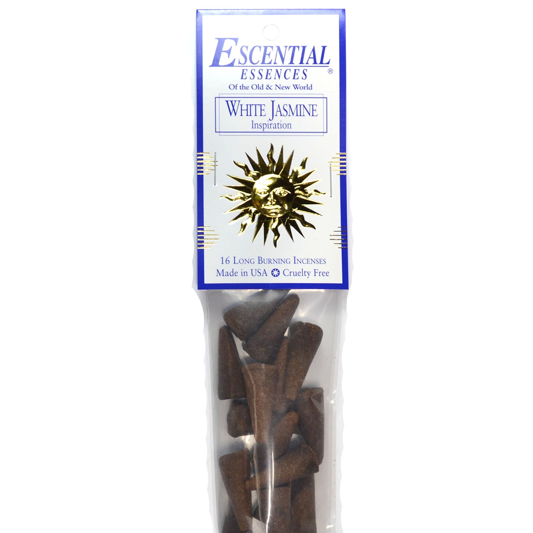 16/pk White Jasmine escential essences incense cones