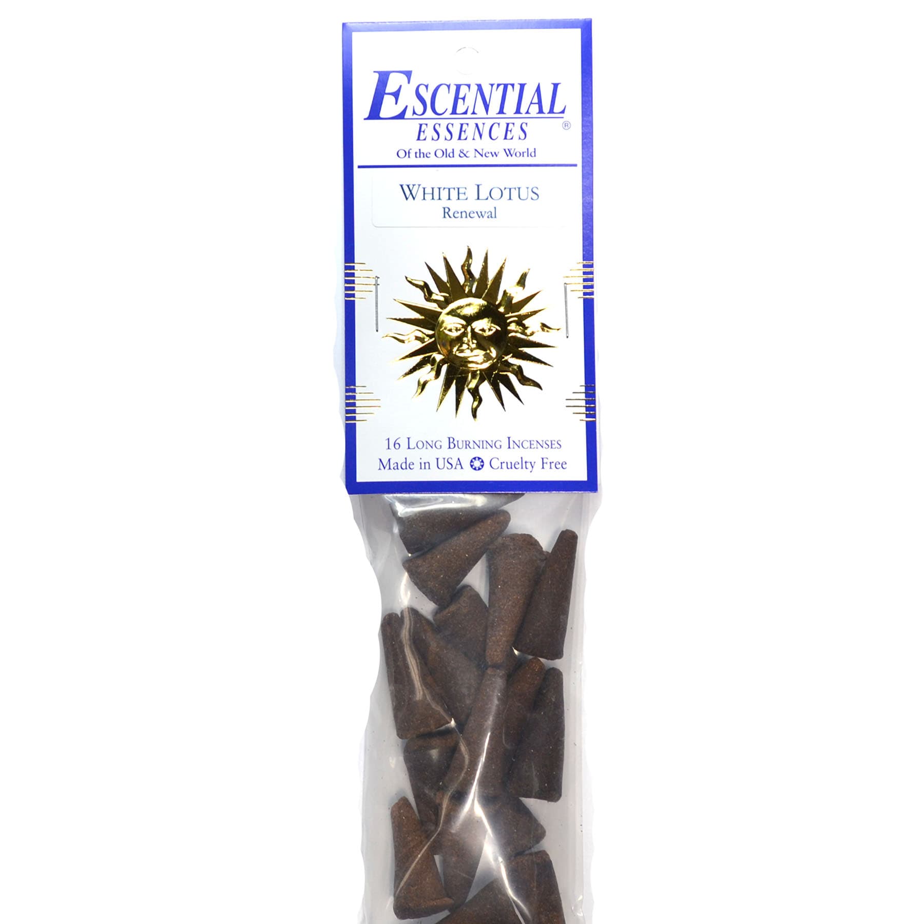 16/pk White Lotus escential essences incense cones