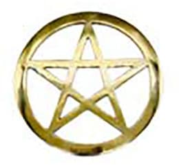 5.75" brass Pentagram altar tile