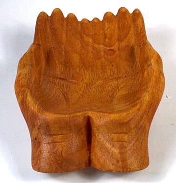 7" wood Hand offering bowl