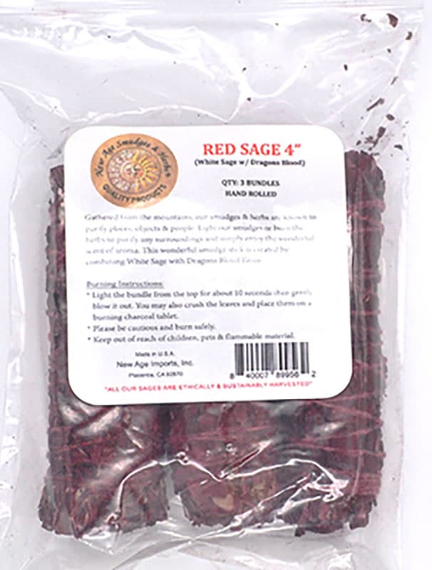 (set of 3) White Sage Dragons Blood Sage smudge stick 4"
