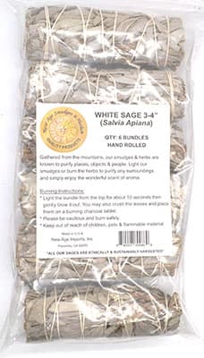 (set of 6) White Sage smudge stick 3-4"