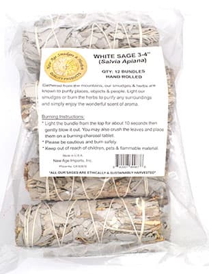 (set of 12) White Sage smudge stick 3 -4"