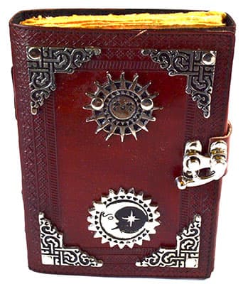 Sun & Moon aged looking paper leather w/ latch 4 1/2" x 6 1/2" - Unlined