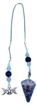 Lepidolite Triple Moon 6 sided pendulum