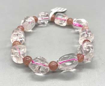 Quartz & Strawberry Quartz Nugget bracelet