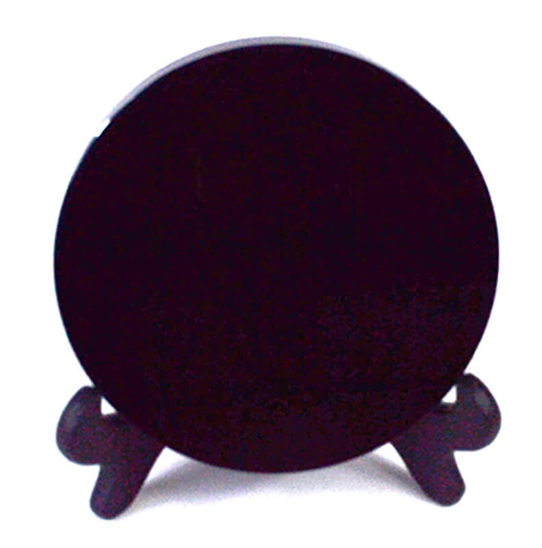 12cm Black Obsidian scrying mirror W/ stand