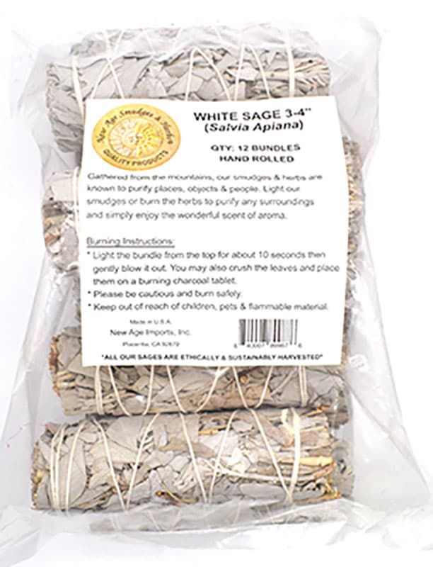 (set of 12) White Sage smudge stick 3 -4"